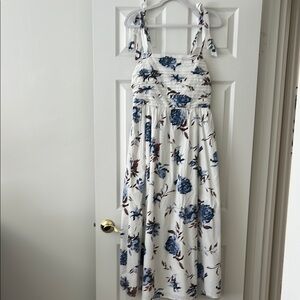 Floral White and Blue Dress